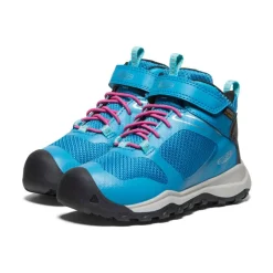Kids KEEN Boots<Little Kids' Wanduro Waterproof Boot | Fjord Blue/Fuchsia Purple
