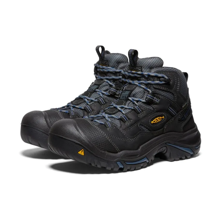 Men KEEN Work Boots & Shoes<Men'S Braddock Waterproof Mid (Soft Toe) | Raven/Estate Blue