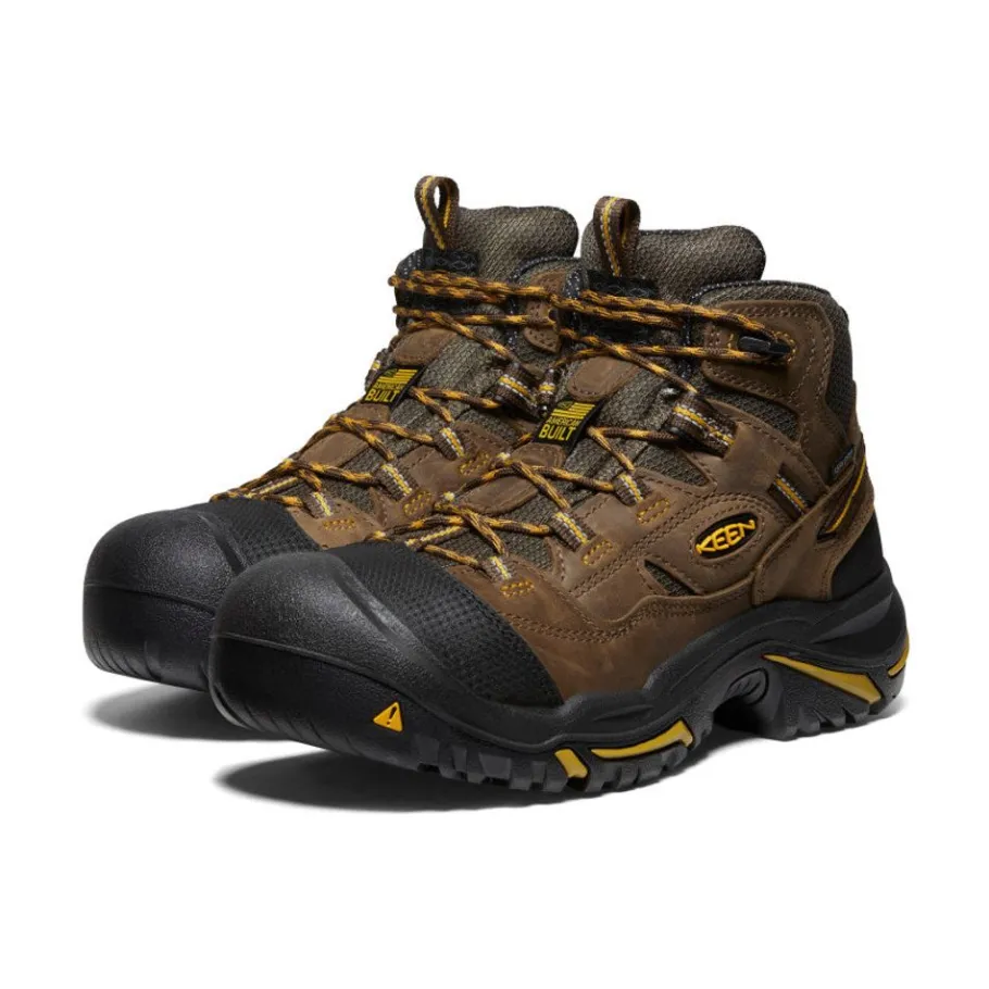Men KEEN Work Boots & Shoes<Men'S Braddock Waterproof Mid (Soft Toe) | Cascade Brown/Tawny Olive