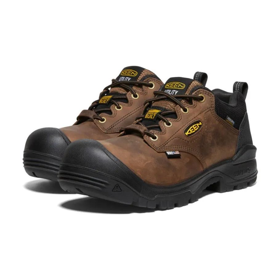 Men KEEN Work Boots & Shoes<Men'S Independence Oxford Waterproof Shoe (Carbon-Fiber Toe) | Dark Earth/Black