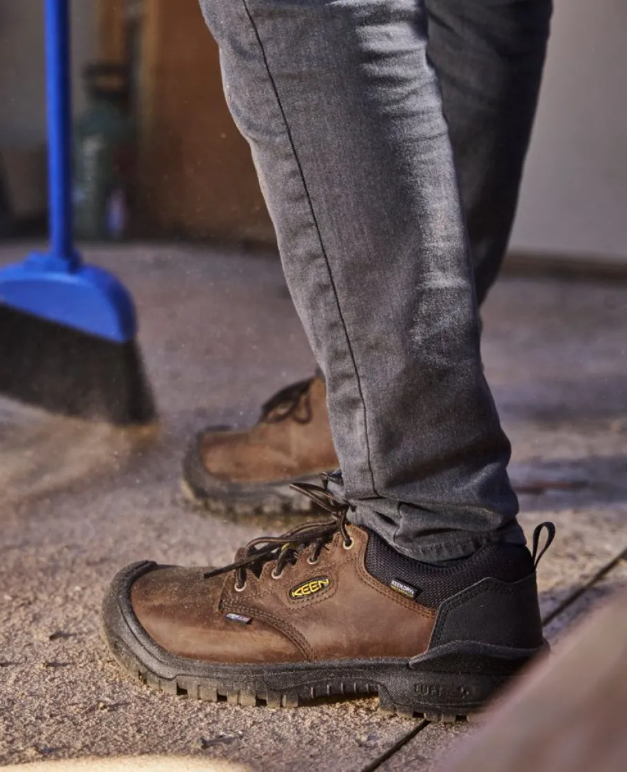 Men KEEN Work Boots & Shoes<Men'S Independence Oxford Waterproof Shoe (Carbon-Fiber Toe) | Dark Earth/Black