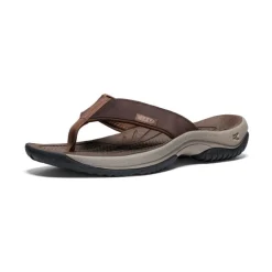 Men KEEN Slip-Ons<Men'S Kona Leather Flip-Flop | Java/Dark Earth