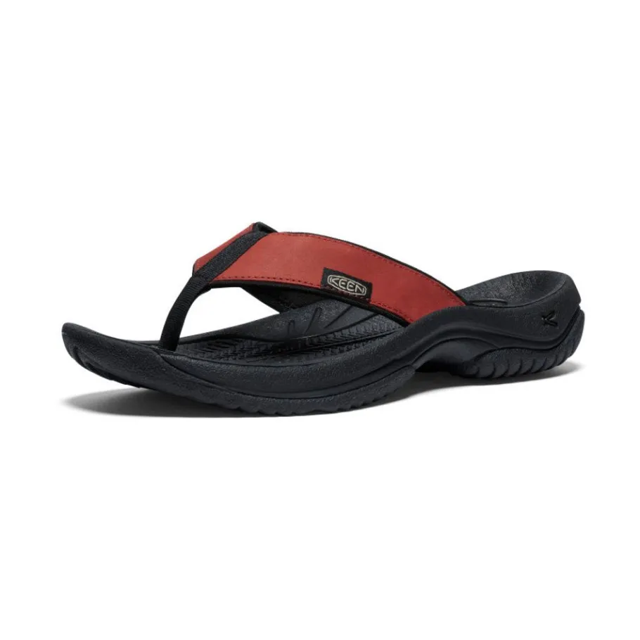 Men KEEN Slip-Ons<Men'S Kona Leather Flip-Flop | Fired Brick/Black