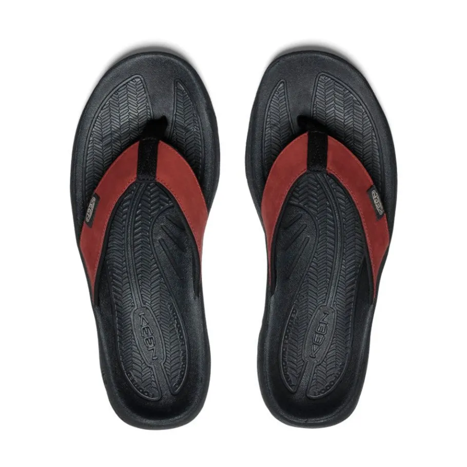 Men KEEN Slip-Ons<Men'S Kona Leather Flip-Flop | Fired Brick/Black