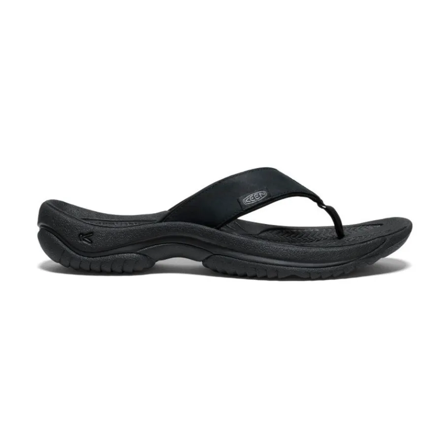 Men KEEN Slip-Ons<Men'S Kona Leather Flip-Flop | Black/Steel Grey