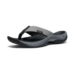 Men KEEN Slip-Ons<Men'S Kona Leather Flip-Flop | Steel Grey/Black