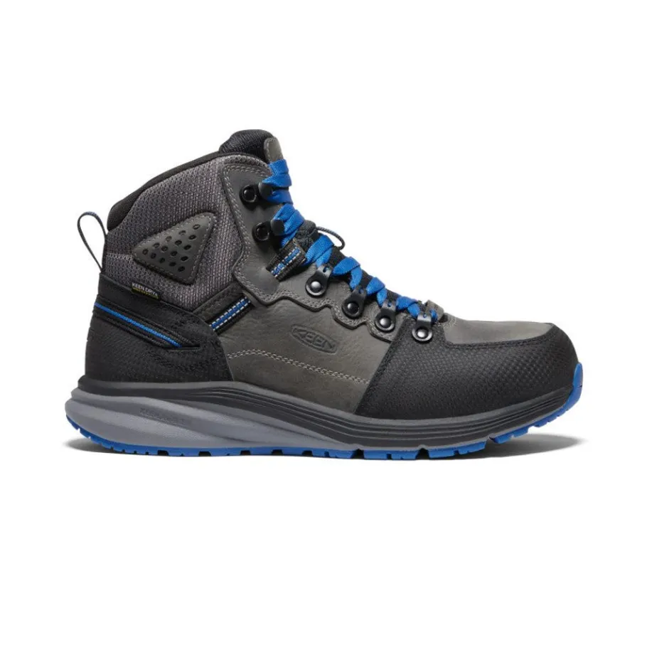 Men KEEN Work Boots & Shoes<Men'S Red Hook Waterproof Boot (Carbon-Fiber Toe) | Steel Grey/Bright Cobalt