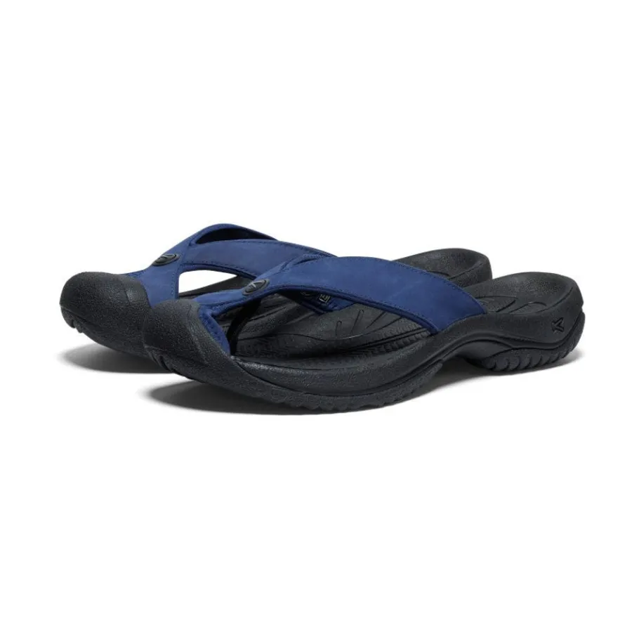 Men KEEN Slip-Ons<Men'S Waimea Leather Flip-Flop | Naval Academy/Black