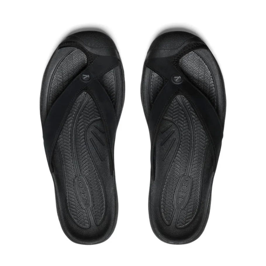 Men KEEN Slip-Ons<Men'S Waimea Leather Flip-Flop | Black/Black